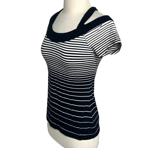 Cache XS black & white‎ striped cross back top Retro Y2K - Picture 2 of 4